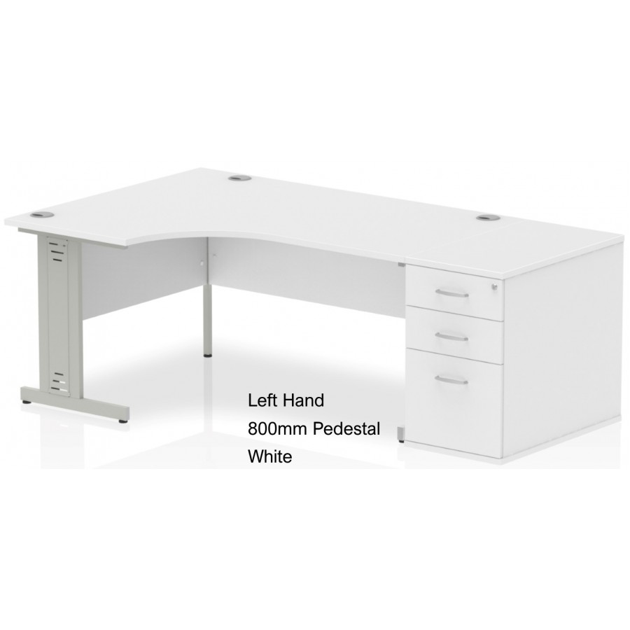 Rayleigh Left Hand Cable Managed Desk and Pedestal Set